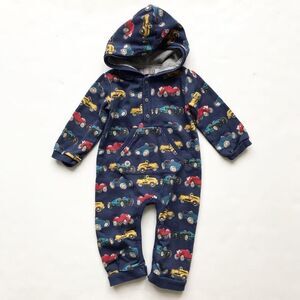 Boboli hooded vintage car print print jumpsuit EUC 9 months